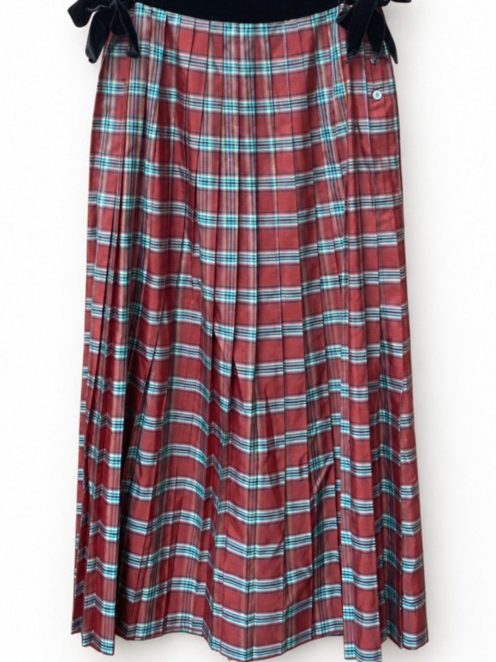 Vintage CULLINANE 100% Silk tartan pleated skirt Neiman Marcus